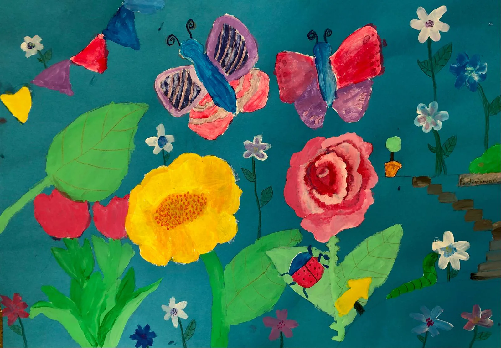 Insektenparty in Gouache von Ria Reh, 10 Jahre