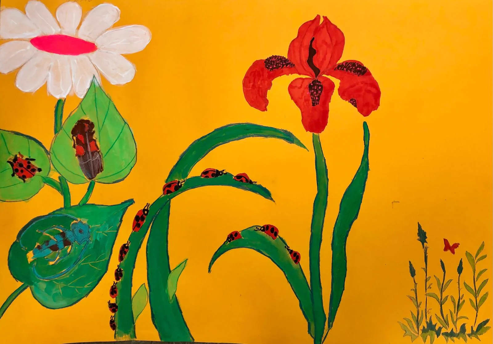 Insekten Party in Gouache von Sandra Kartsel, 9 Jahre