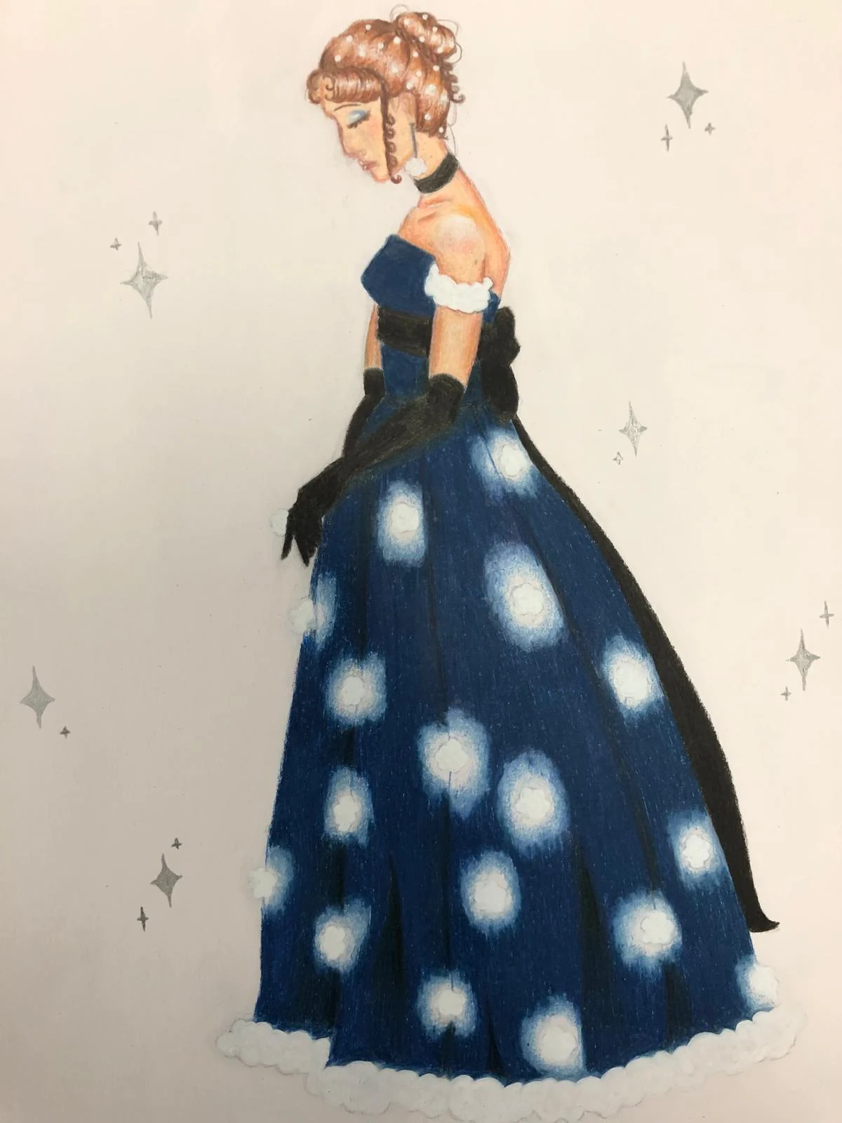 رسم أزياء لفستان تاريخي