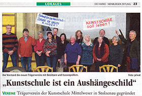 Presseausschnitt zur Gründung des Trägervereins im Jahr 2012